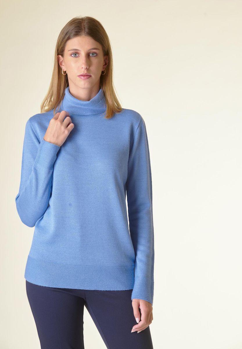 Angelico Dolcevita azzurro bordi alti lavorati