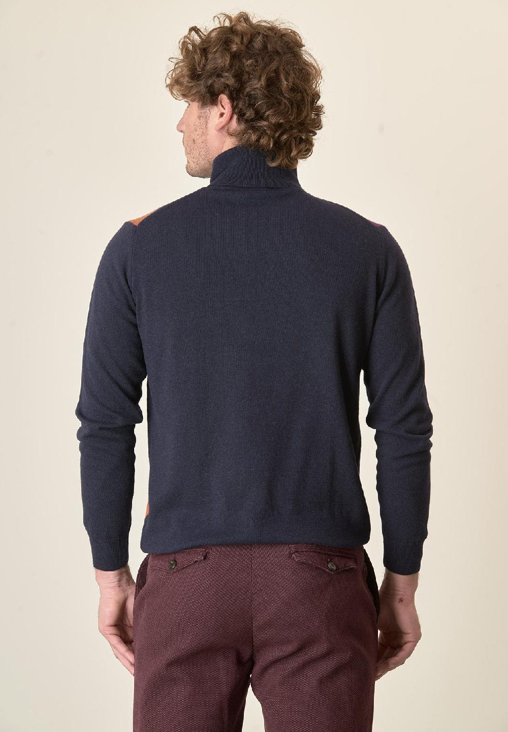 Angelico Dolcevita Blu Motivo Rombi Misto Cashmere