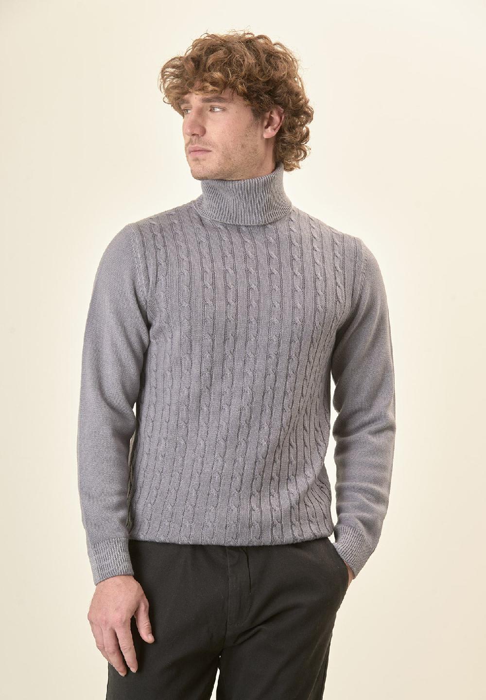 Angelico Dolcevita grigio trecce lana acidata