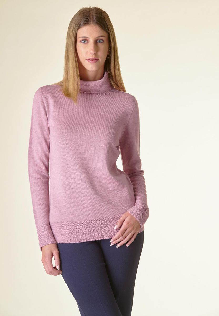 Angelico Dolcevita malva bordi alti lavorati