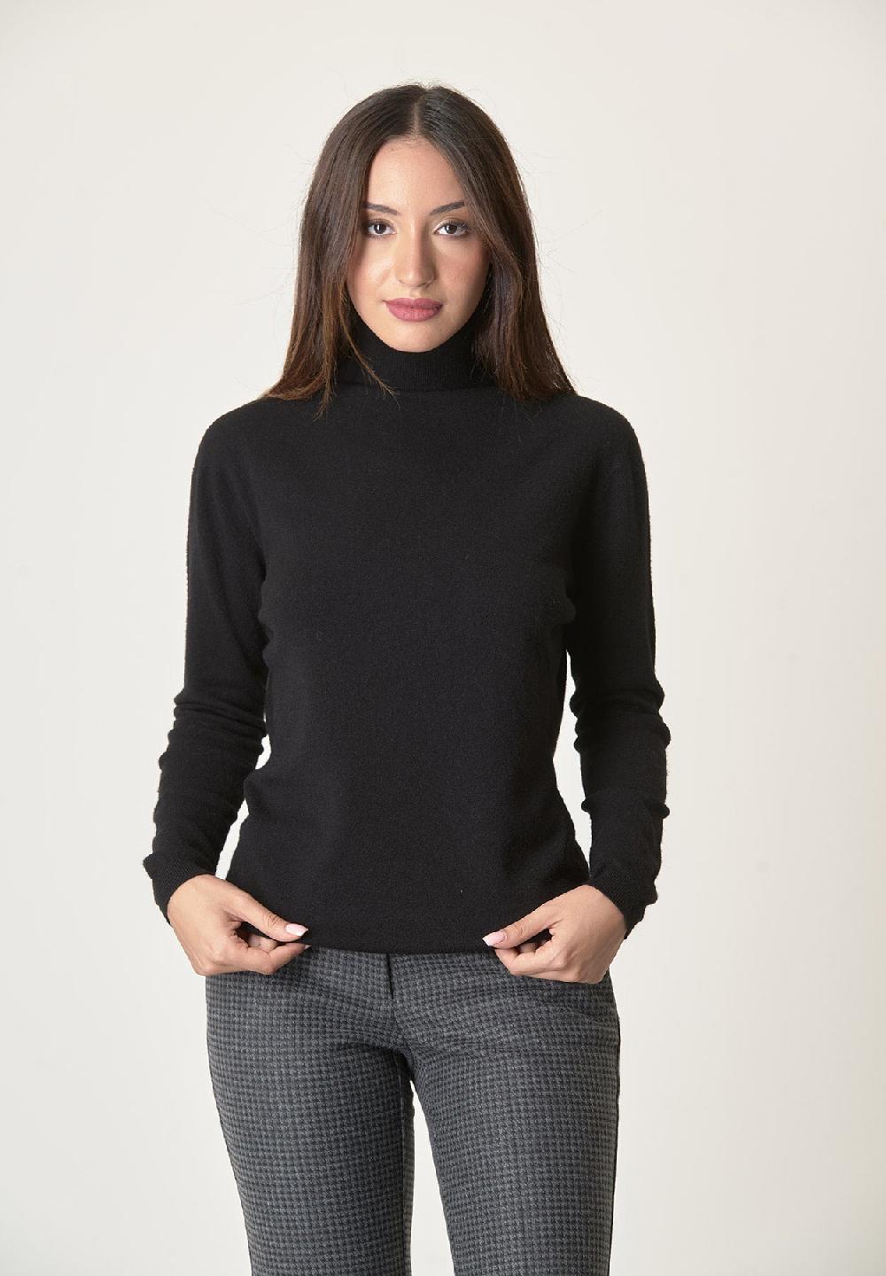 Angelico Dolcevita Nero Misto Lana Elasticizzato