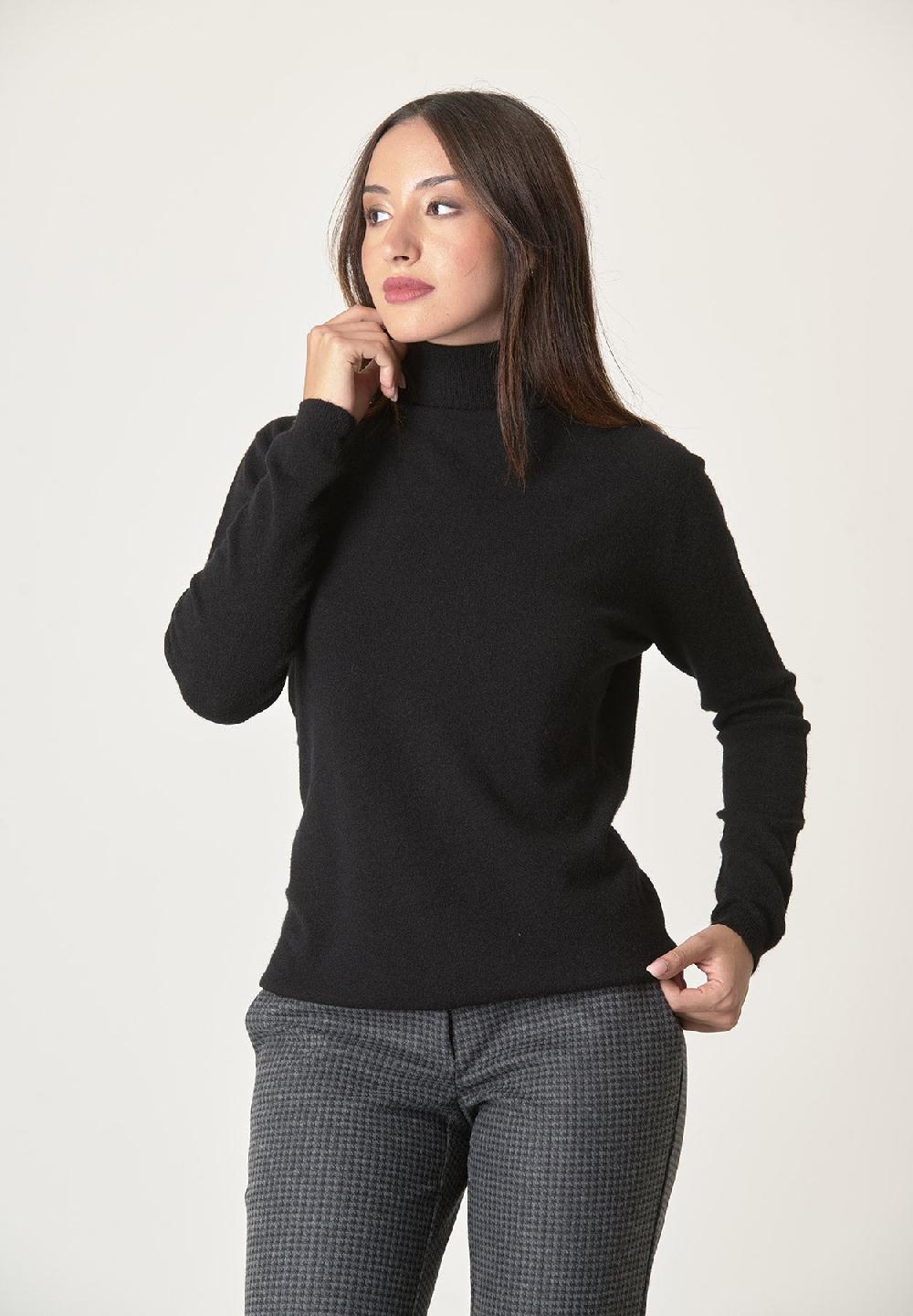 Angelico Dolcevita Nero Misto Lana Elasticizzato