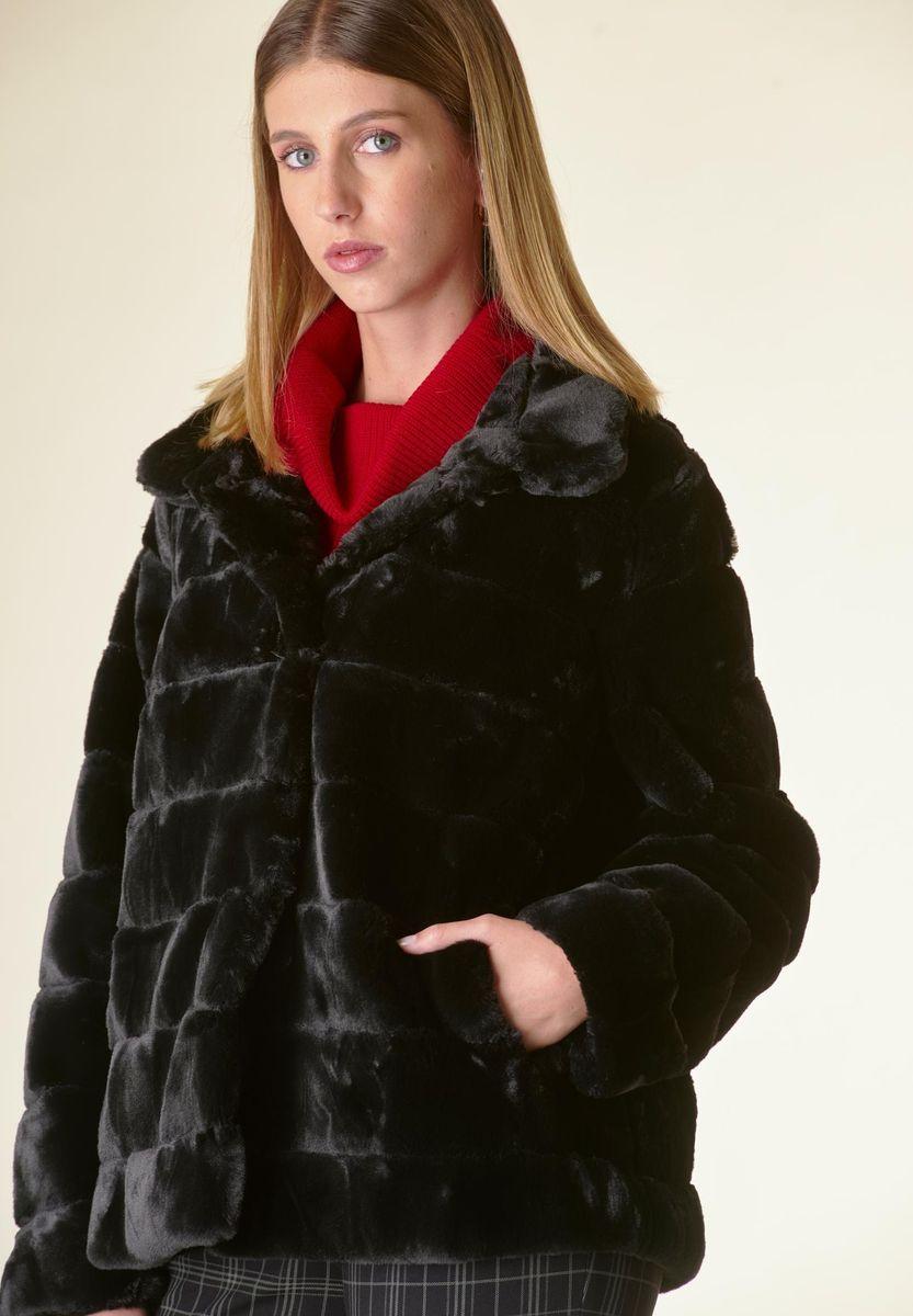 Angelico Eco-pelliccia Nera Colletto