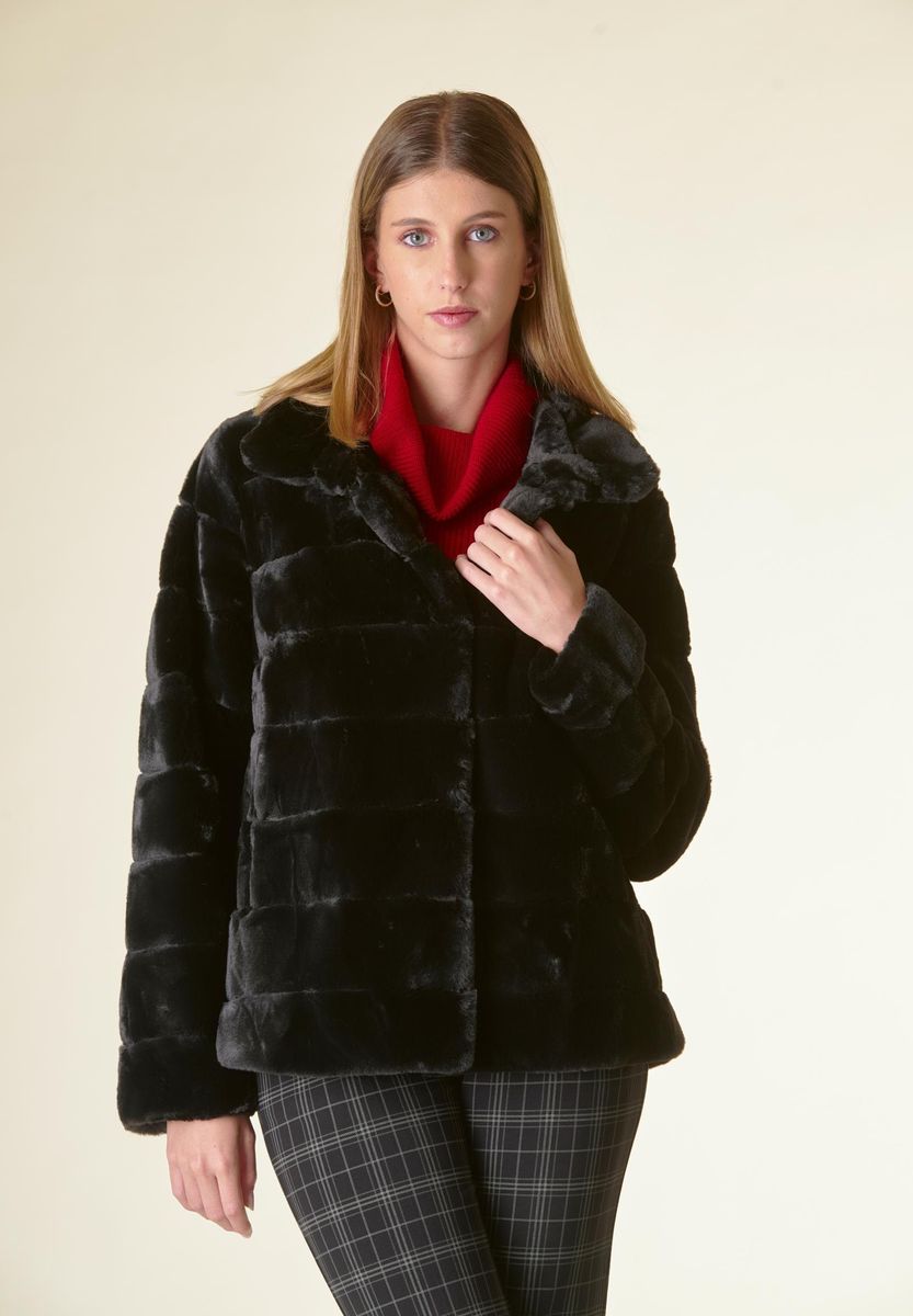 Angelico Eco-pelliccia Nera Colletto