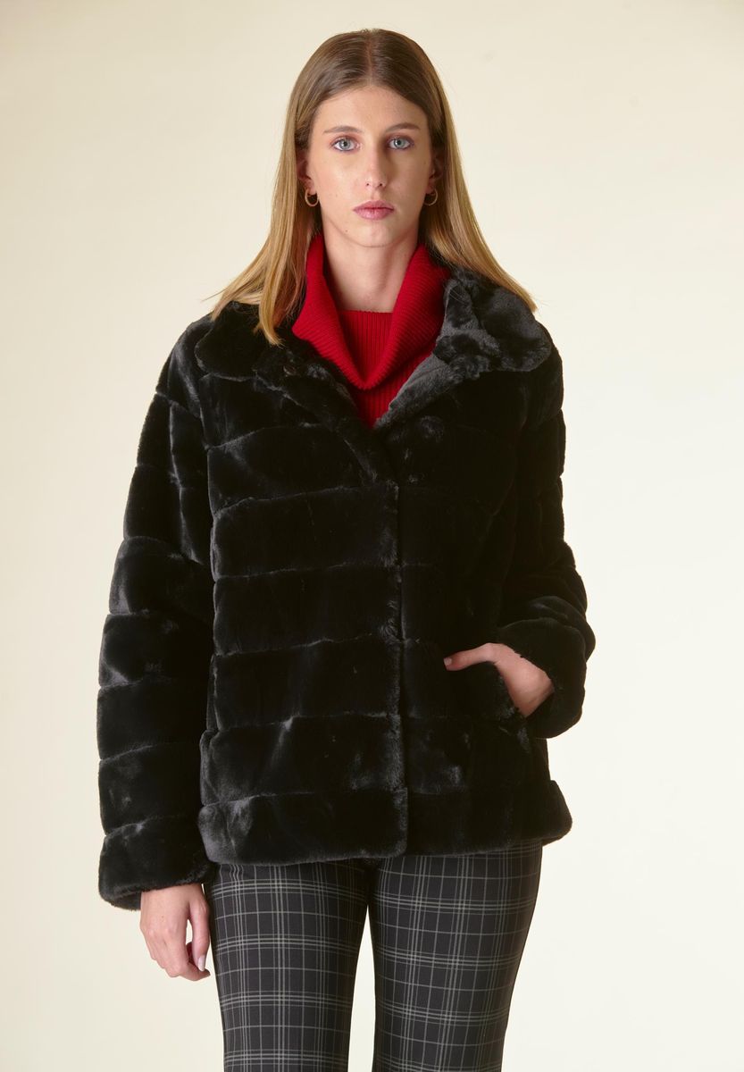 Angelico Eco-pelliccia nera colletto