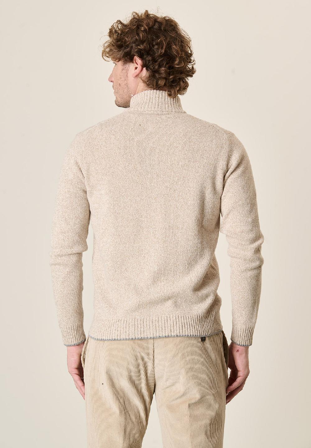 Angelico Giacca Beige Zip Misto Lana Moulinè