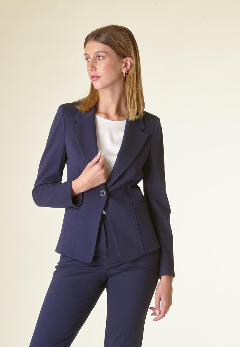Angelico Giacca Blu 1 Bottone Sciancrata Twill