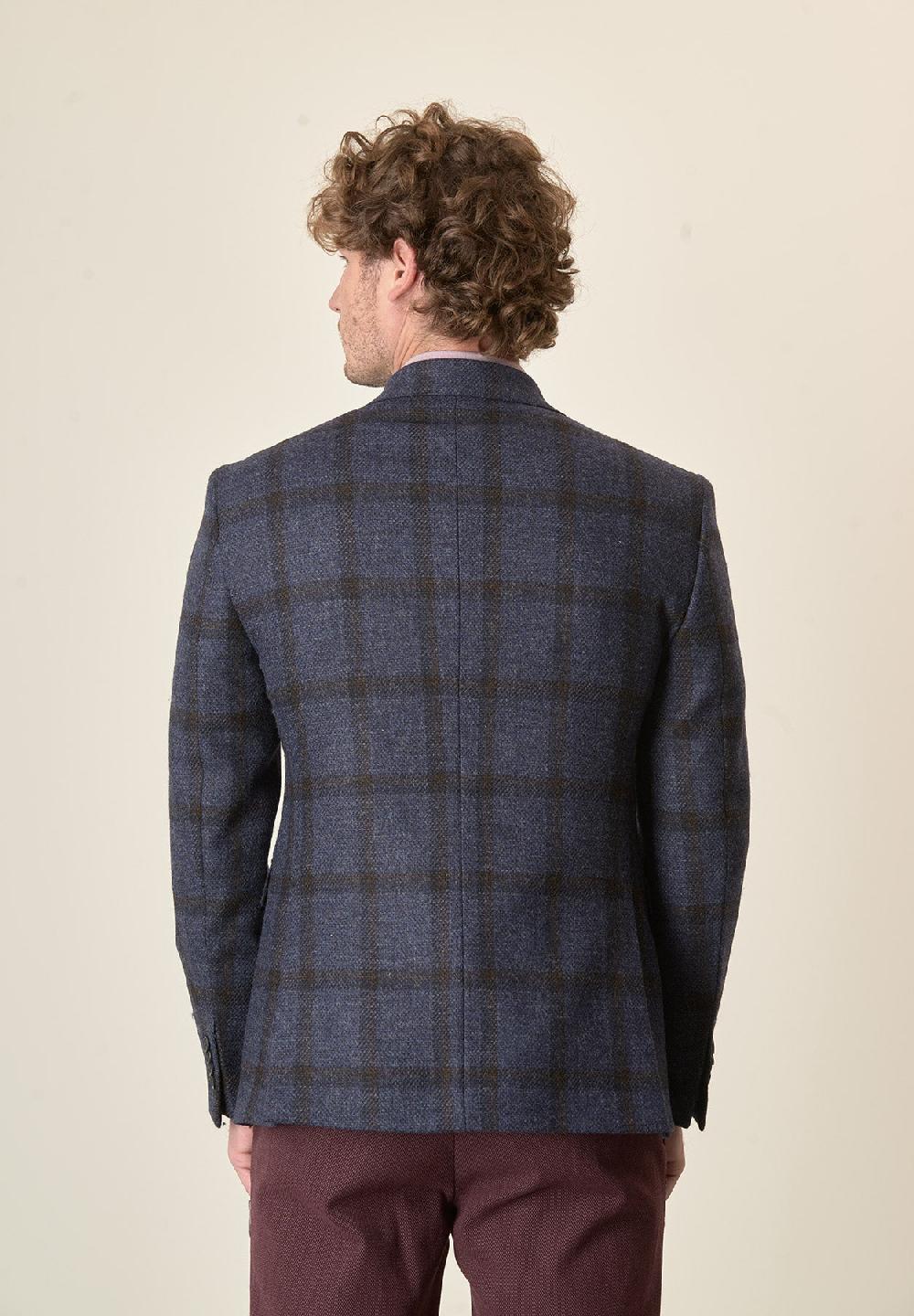 Angelico Giacca Blu Galles Lana Vergine Custom Fit