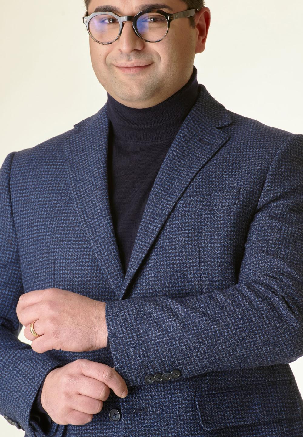 Angelico Giacca Blu Piedpul Comfort Fit Corto