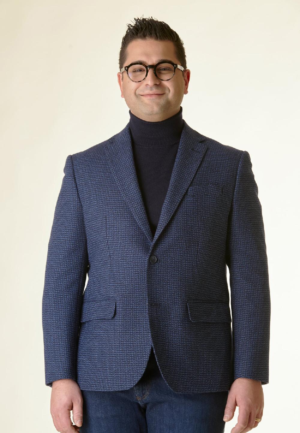 Angelico Giacca blu piedpul comfort fit corto