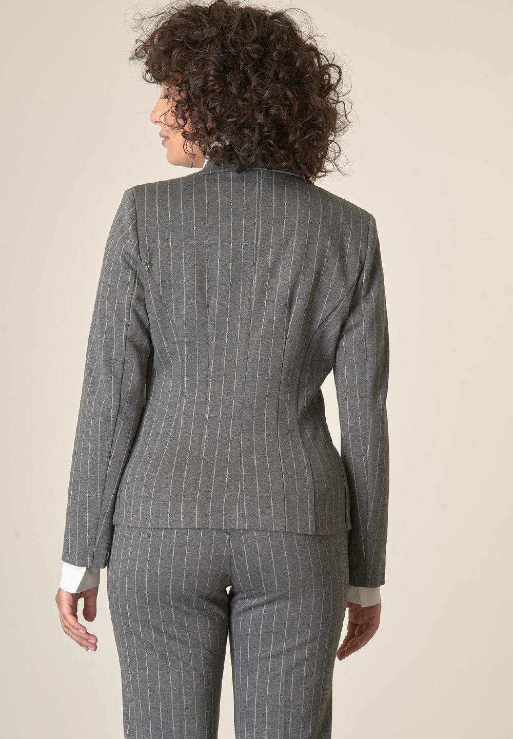 Angelico Giacca Grigio Scuro Gessato Un Bottone