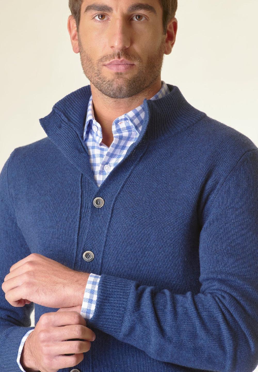 Angelico Giacca In Maglia Avio Mano Cashmere