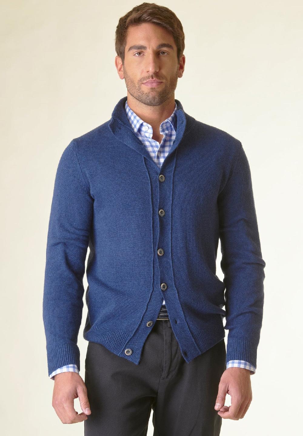 Angelico Giacca in maglia avio mano cashmere