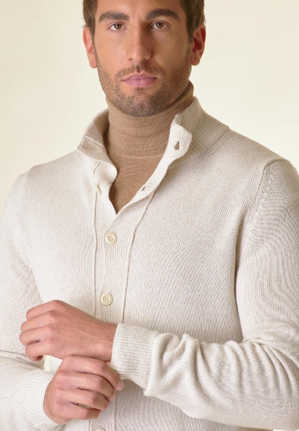 Angelico Giacca In Maglia Ecrù Mano Cashmere