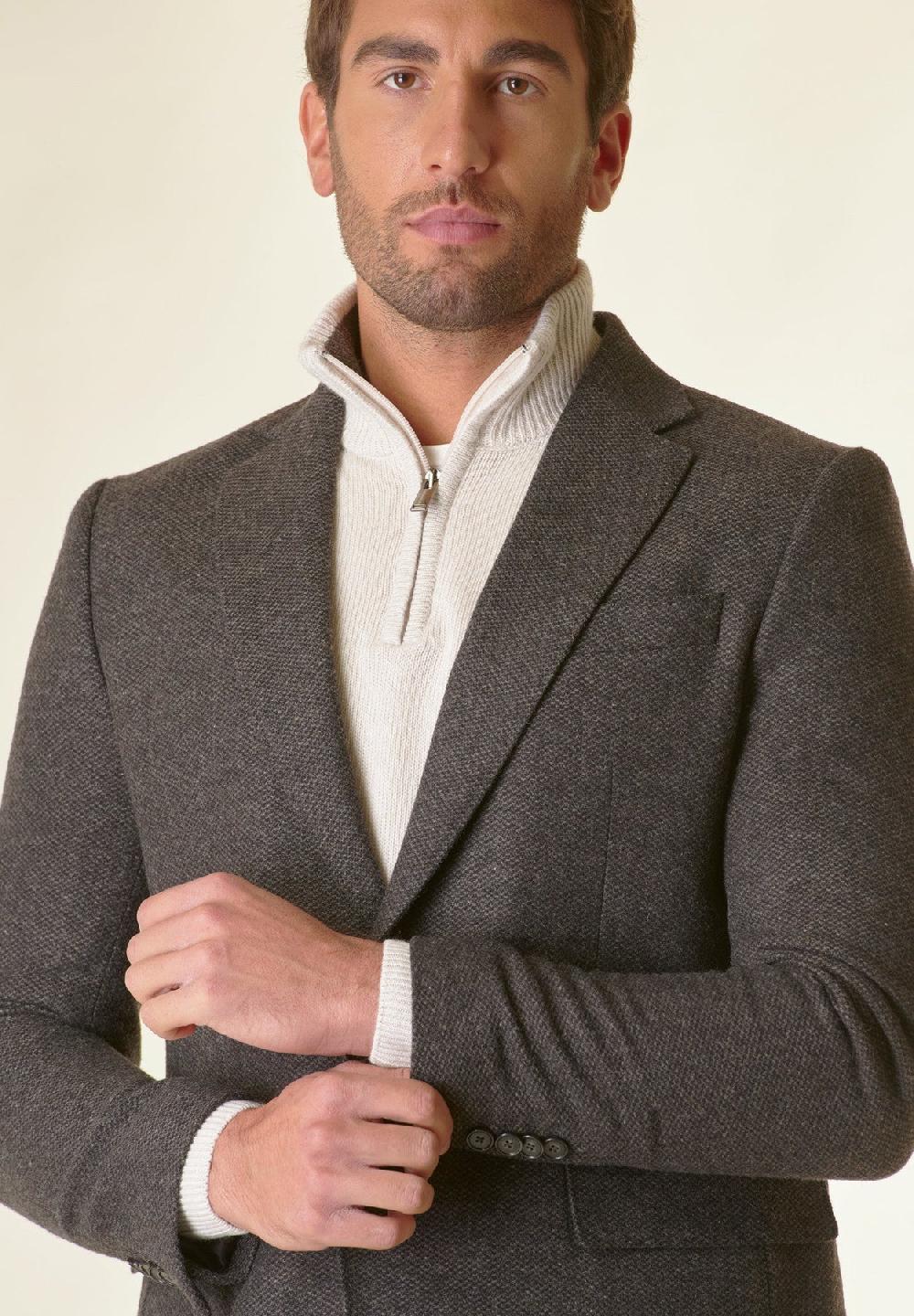 Angelico Giacca Moro Tweed Operata Foderata Custom