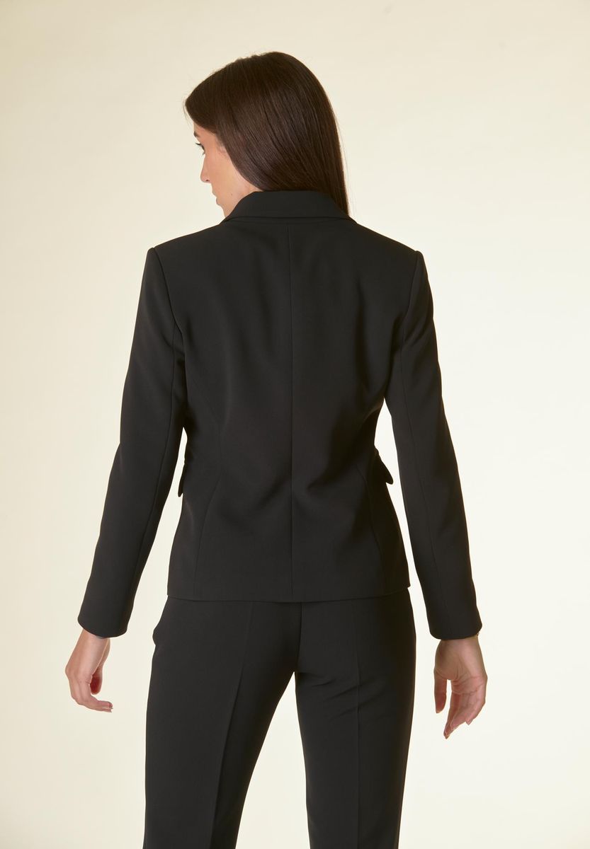 Angelico Giacca Nera 1 Bottone Crepe Sciancrata