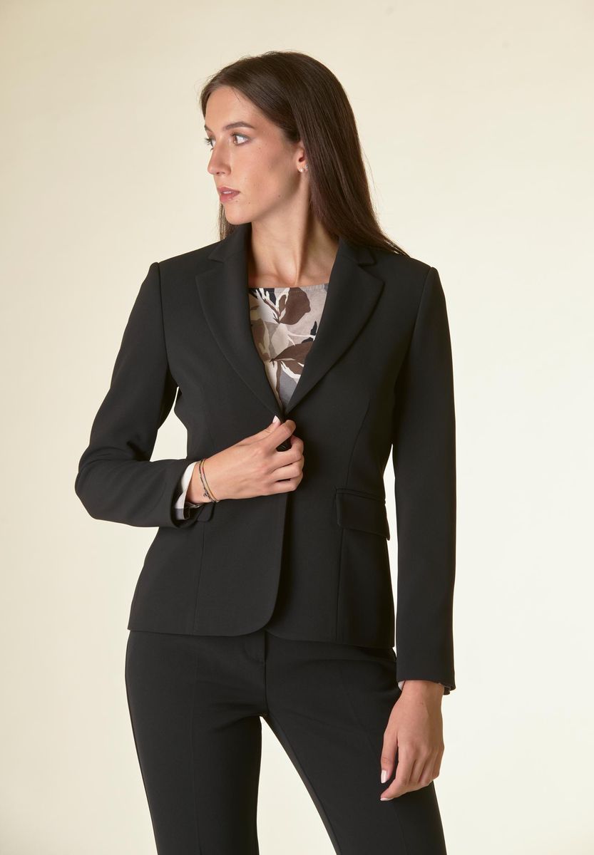 Angelico Giacca nera 1 bottone crepe sciancrata