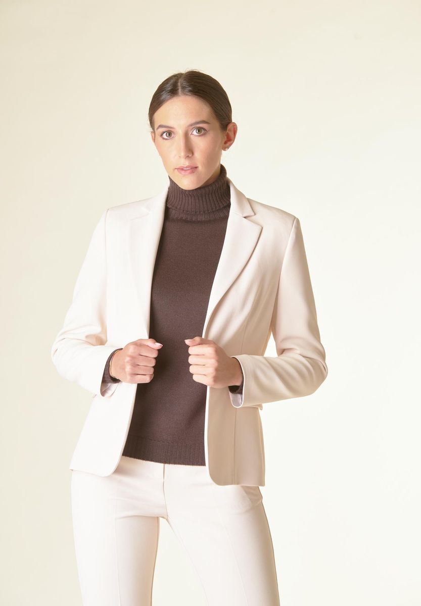 Angelico Giacca Panna 1 Bottone Crepe Sciancrata