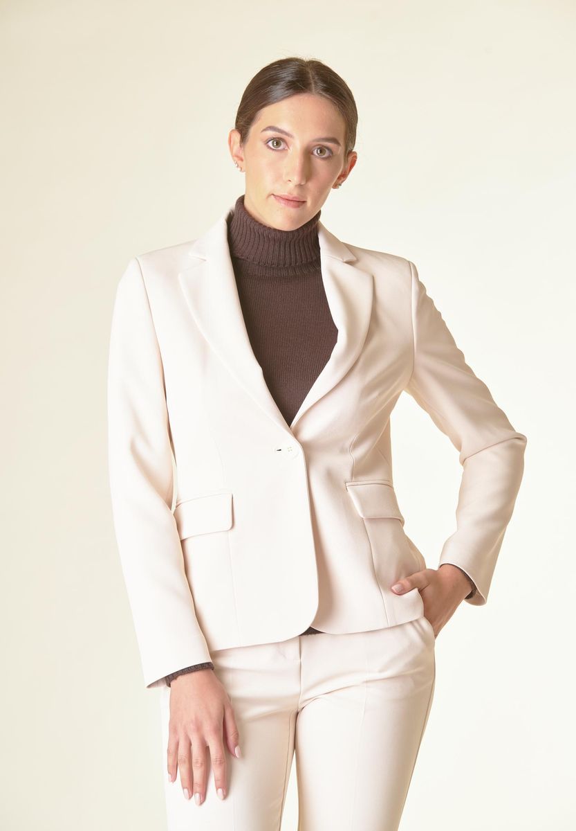 Angelico Giacca panna 1 bottone crepe sciancrata