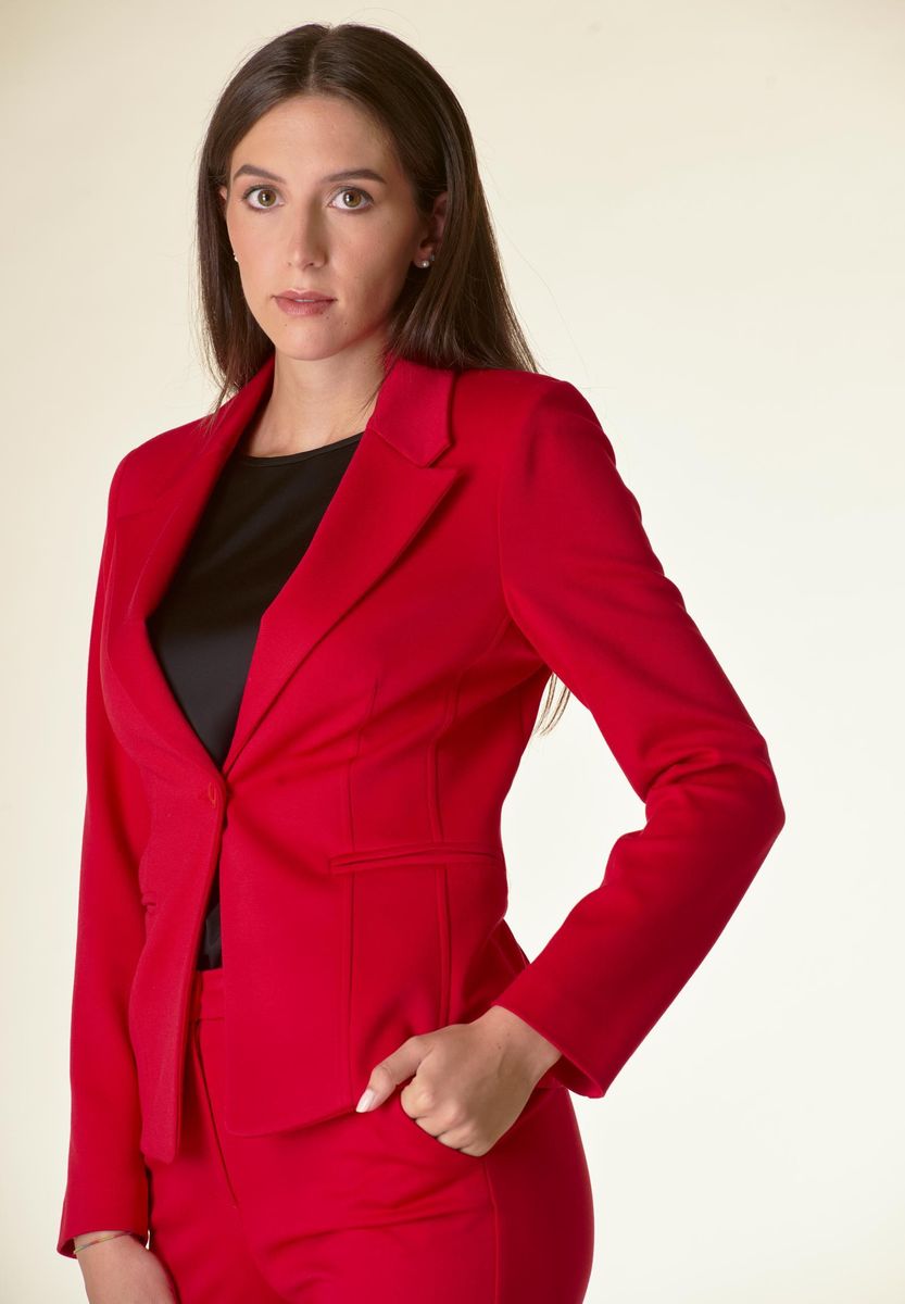 Angelico Giacca Rossa 1 Bottone Sciancrata Twill