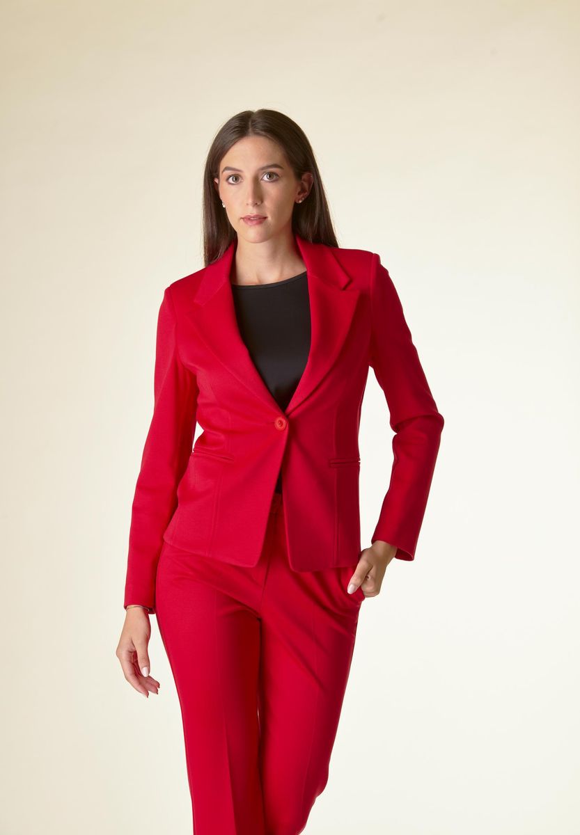 Angelico Giacca rossa 1 bottone sciancrata twill