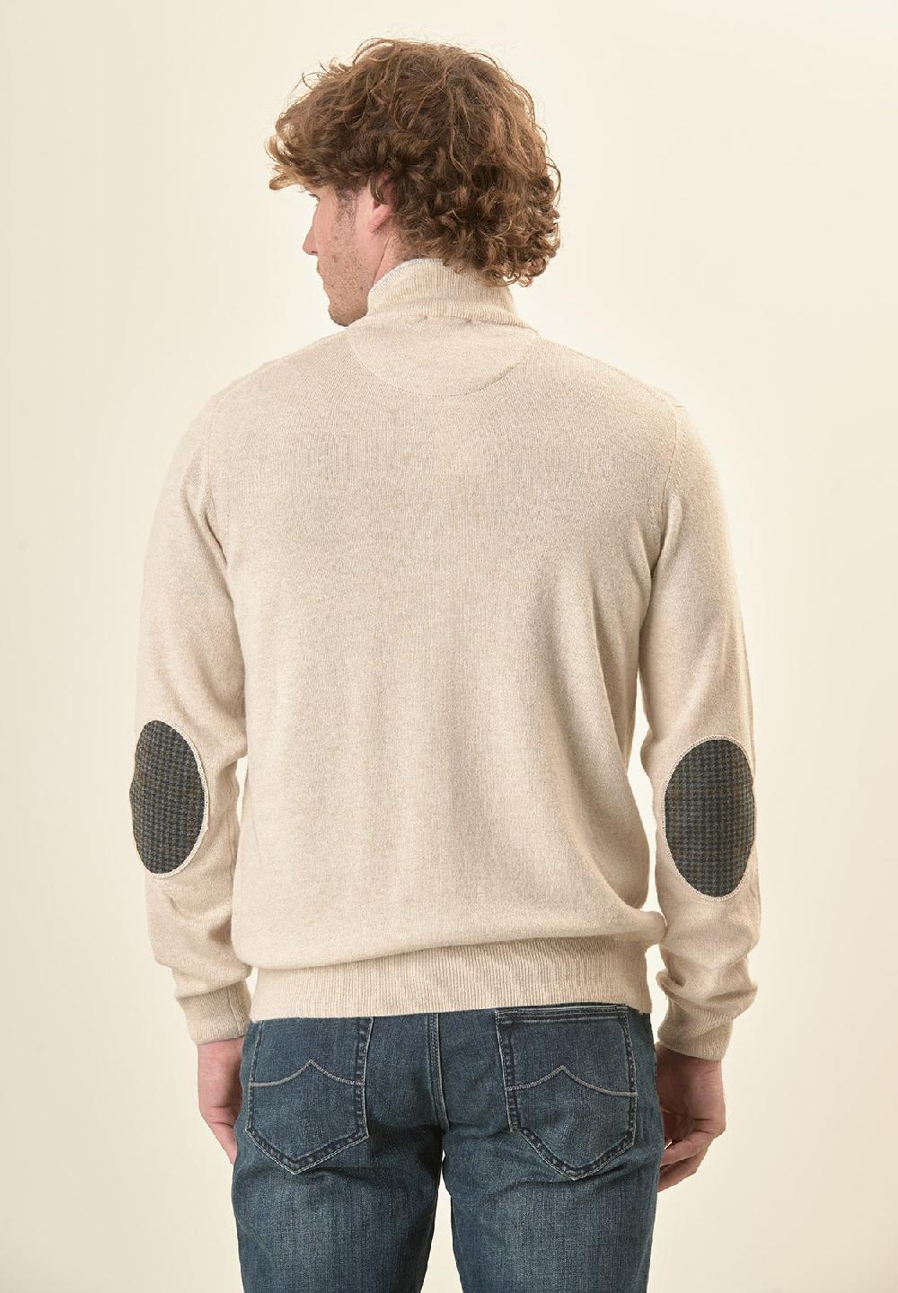 Angelico Giacca Zip Beige Toppe Misto Cashmere