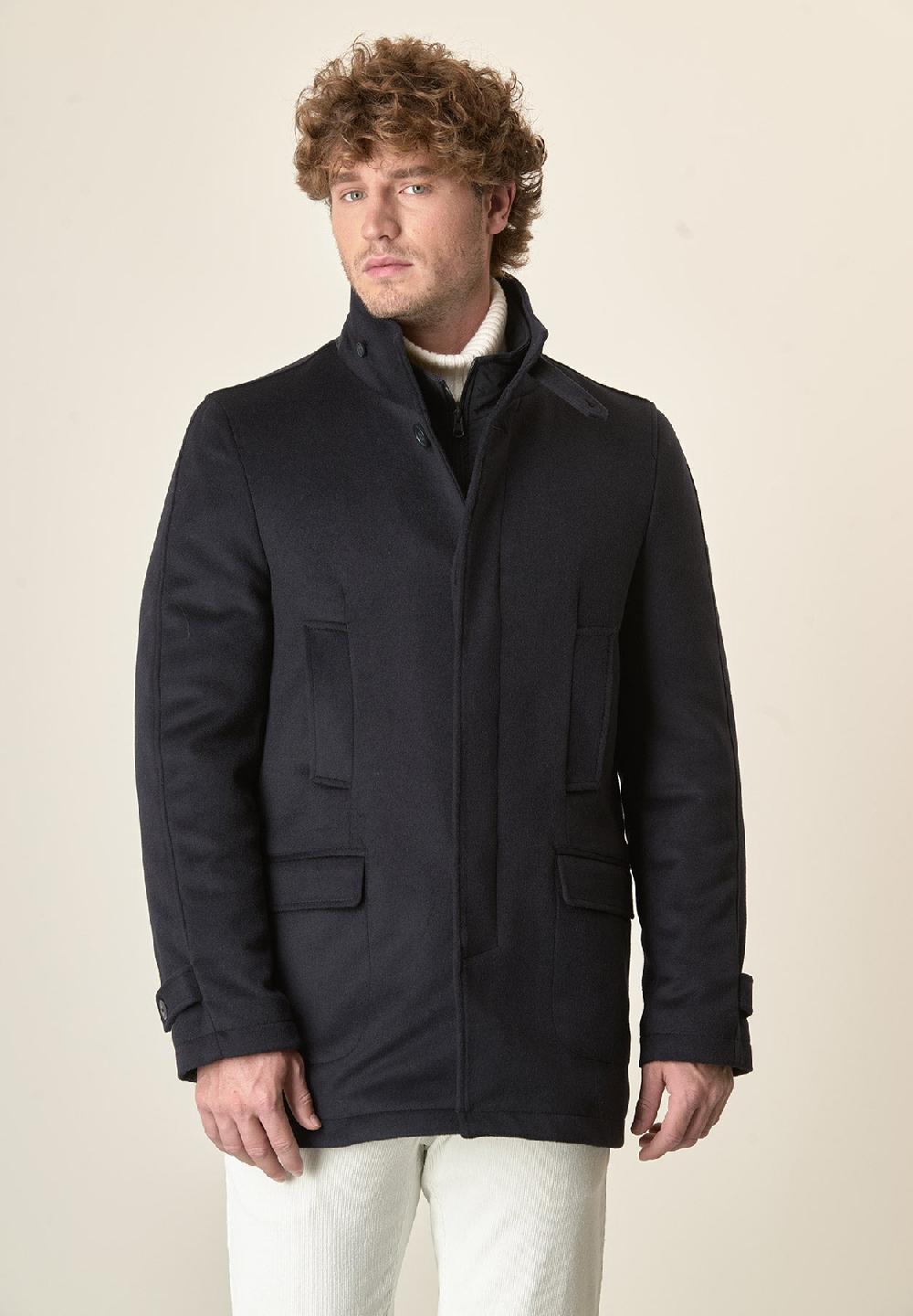 Angelico Giaccone blu caban pettorina staccabile