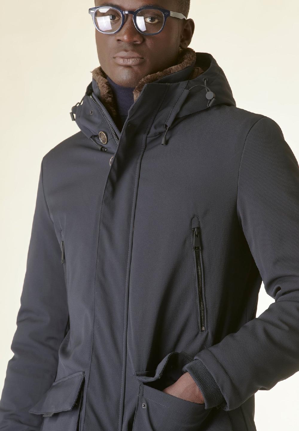 Angelico Giaccone Blu Con Pelliccia