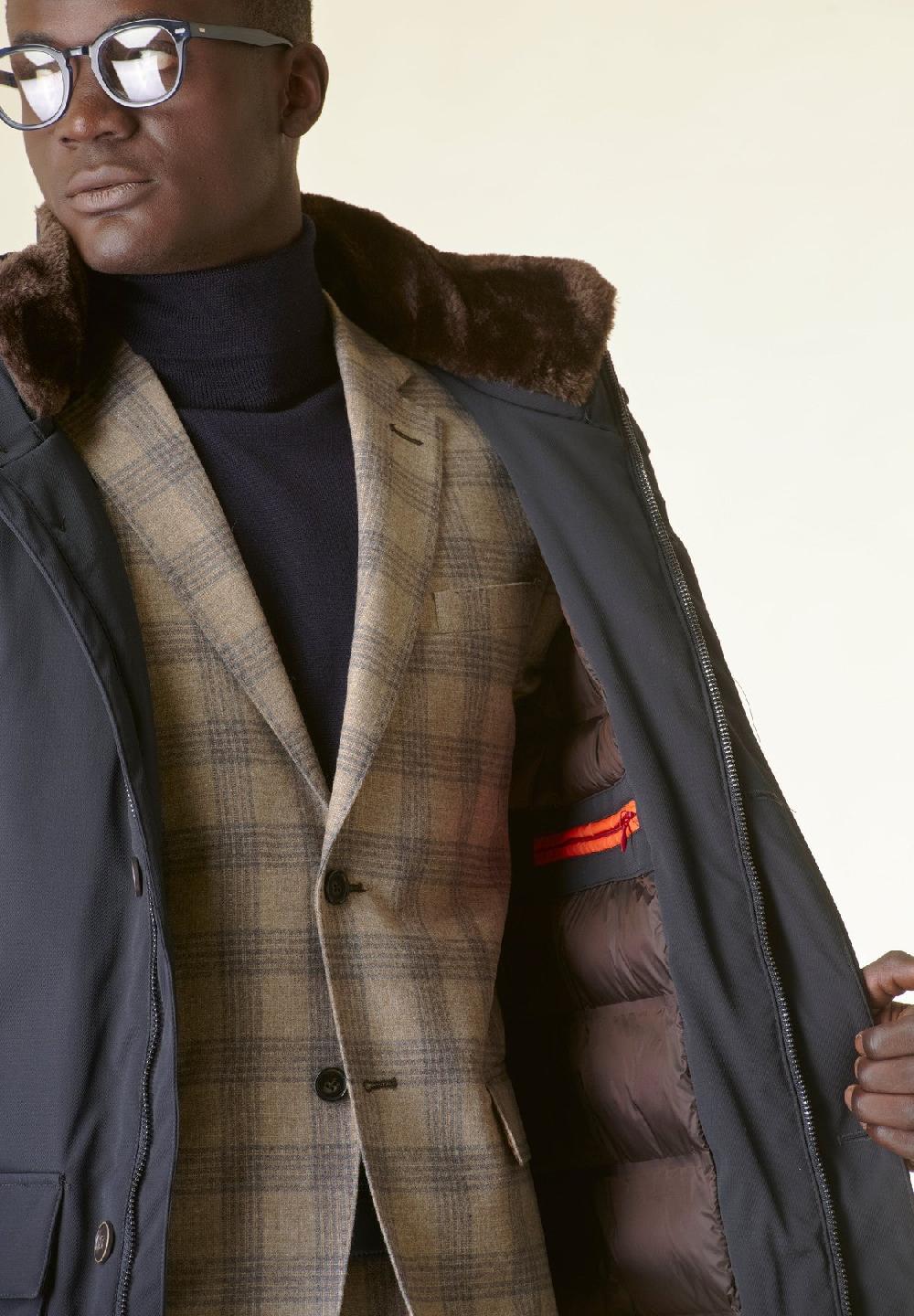 Angelico Giaccone Blu Con Pelliccia