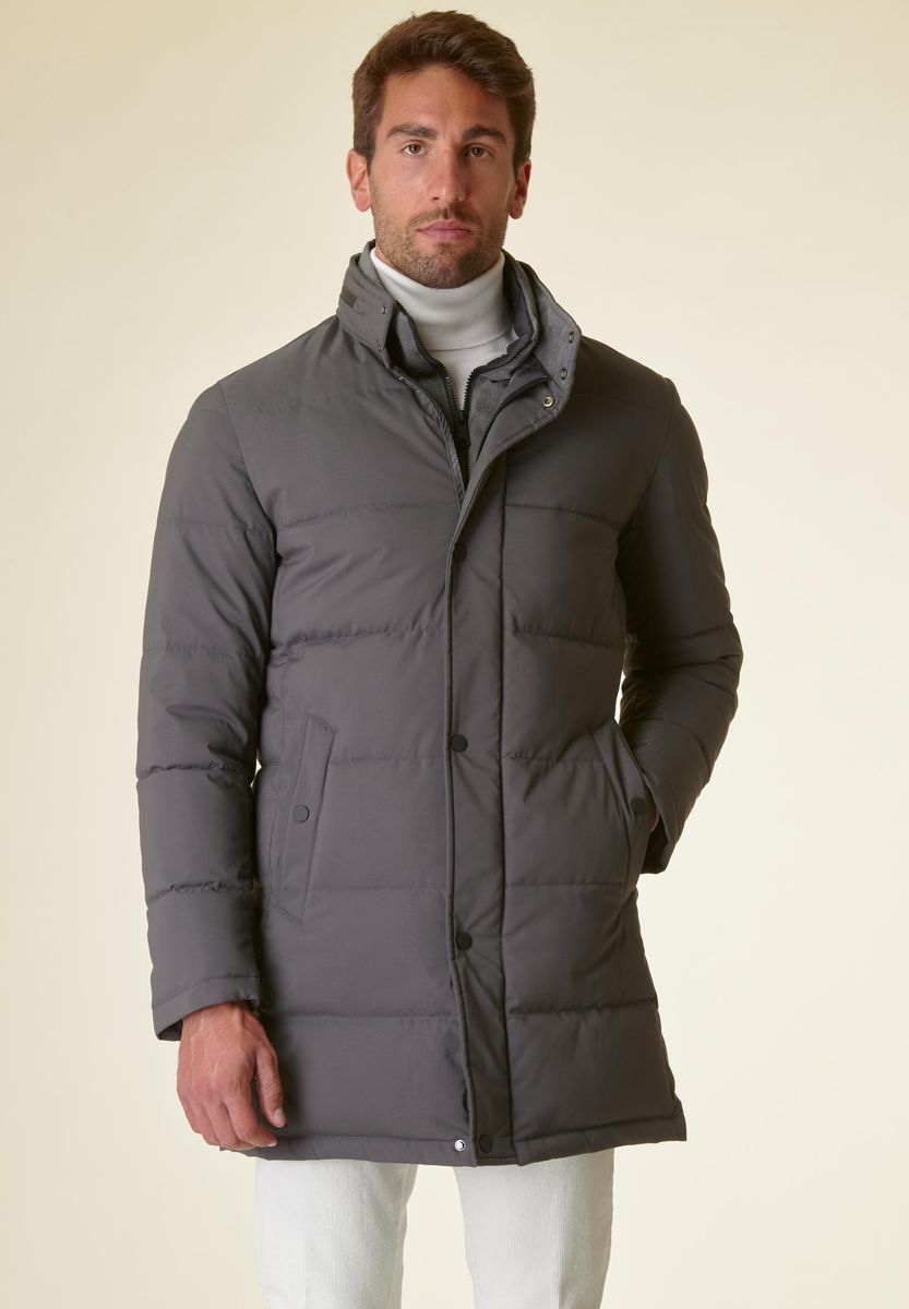 Angelico Giaccone piombo lungo imbottito pettorina