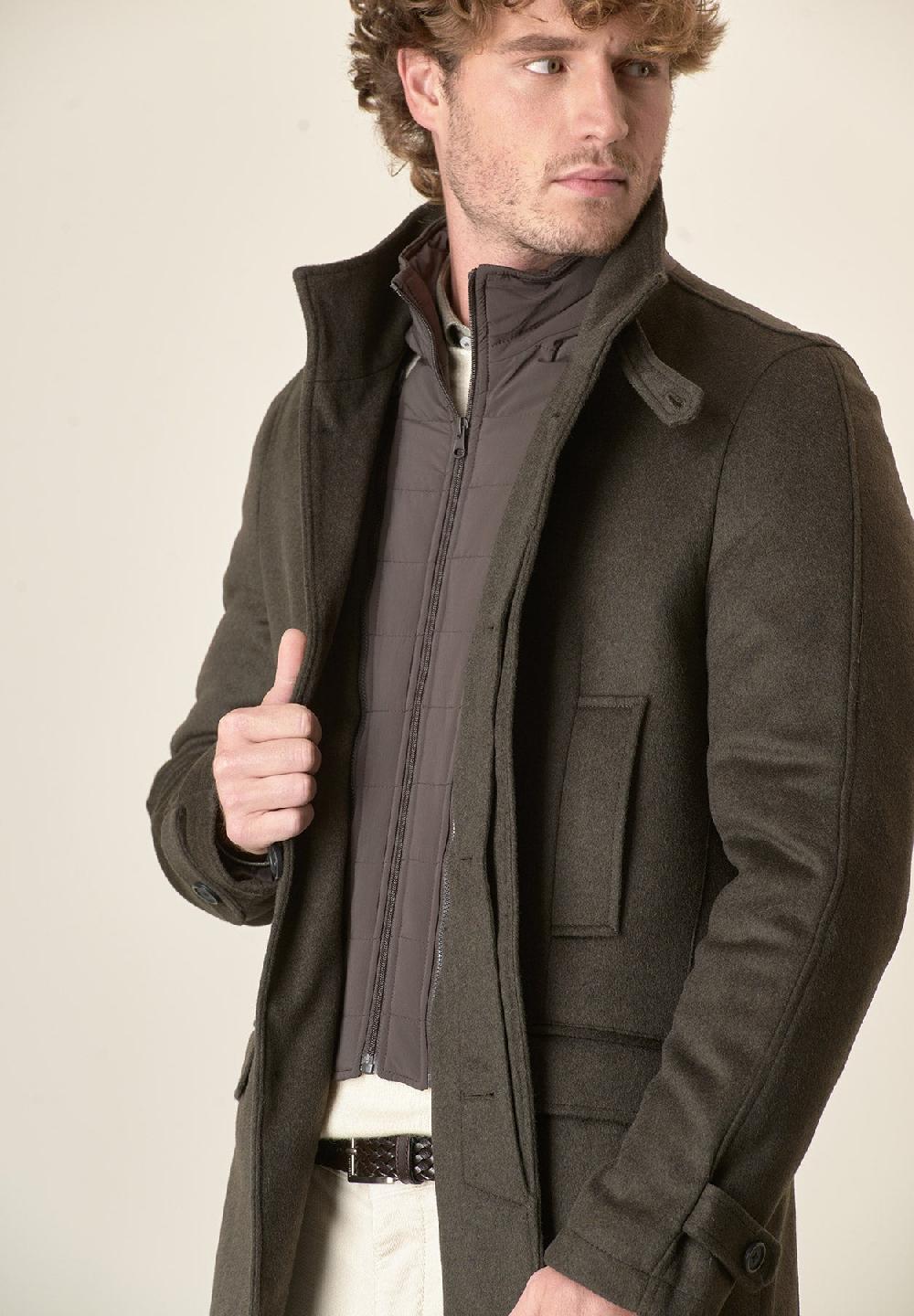 Angelico Giaccone Verde Caban Pettorina Staccabile