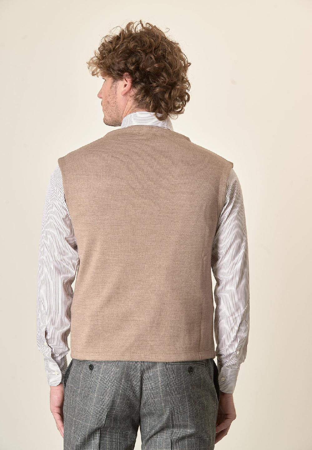 Angelico Gilet Beige Doppiopetto Misto Lana