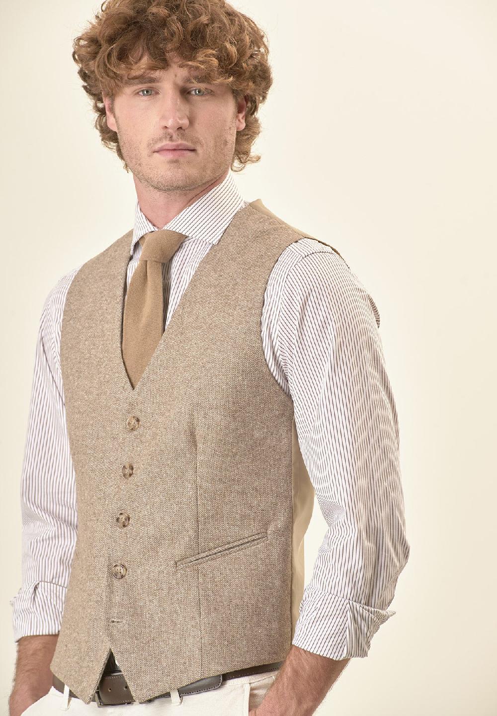 Angelico Gilet Beige Knickerbocker Custom Fit