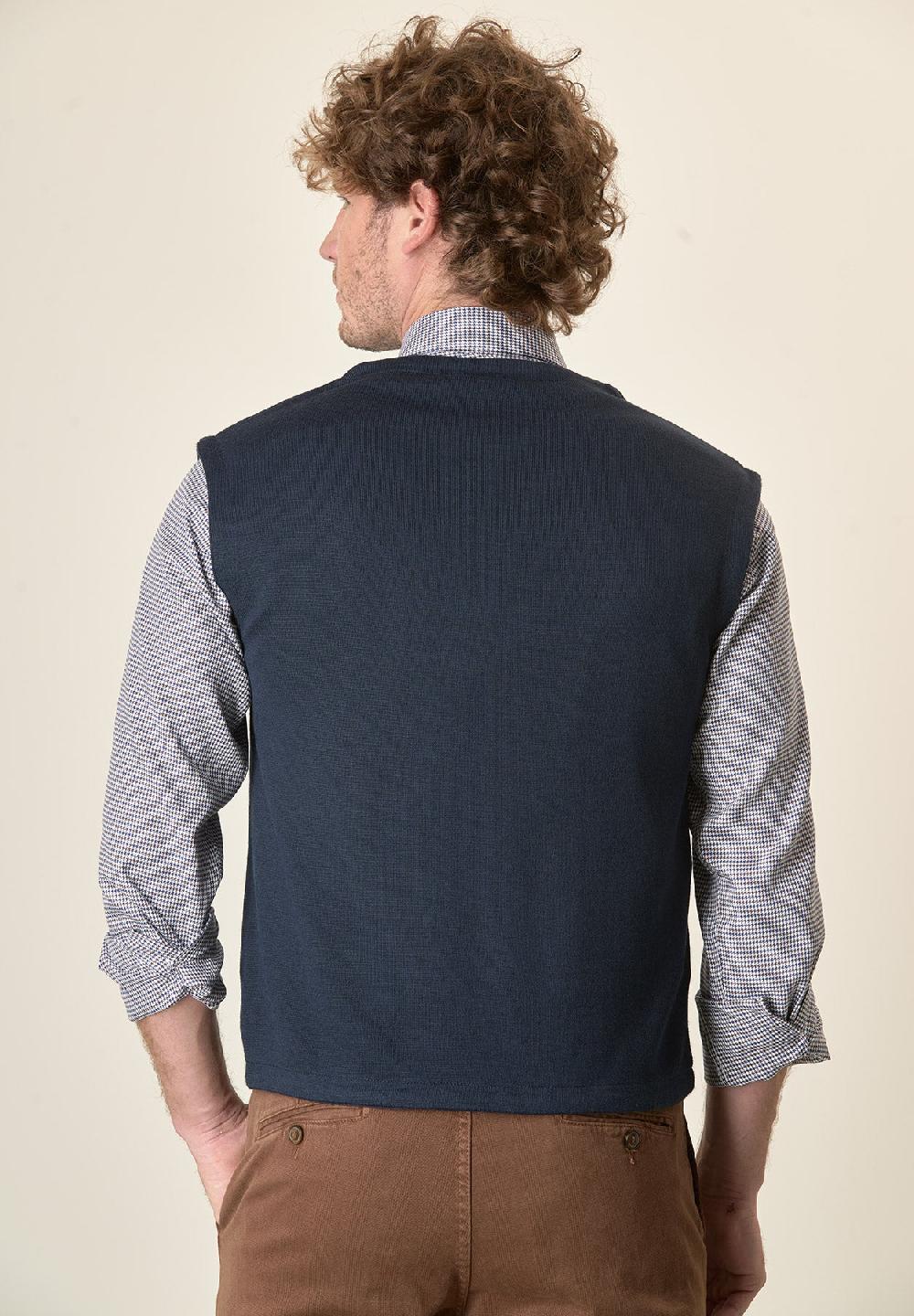 Angelico Gilet Blu Doppiopetto Misto Lana