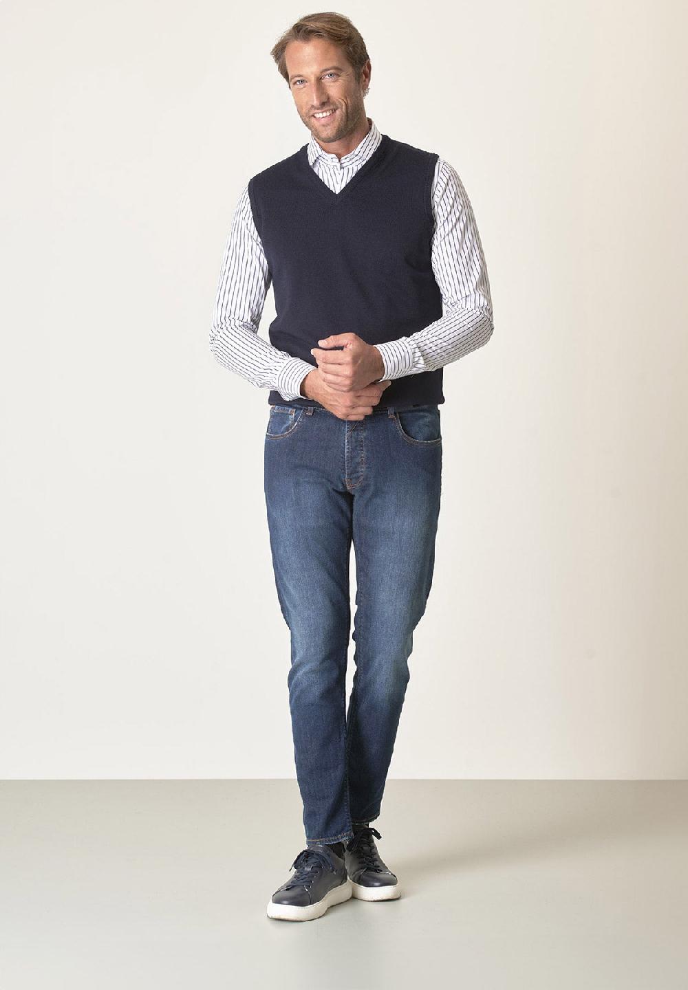 Angelico Gilet blu lana merinos extrafine