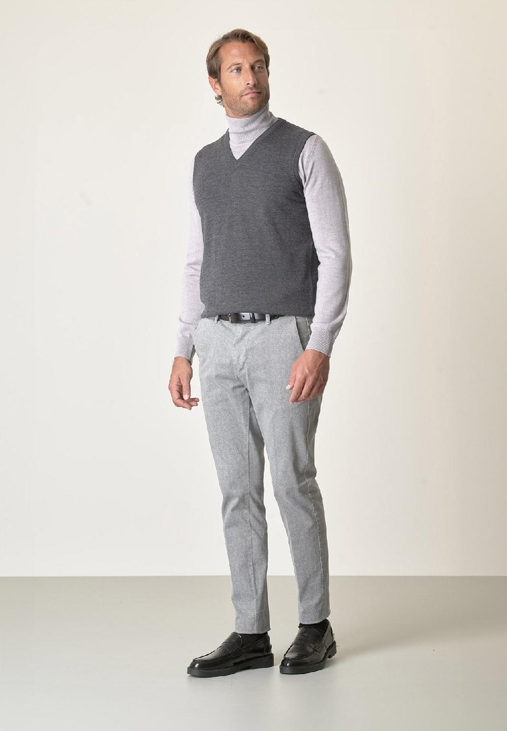 Angelico Gilet grigio scuro lana merinos extrafine