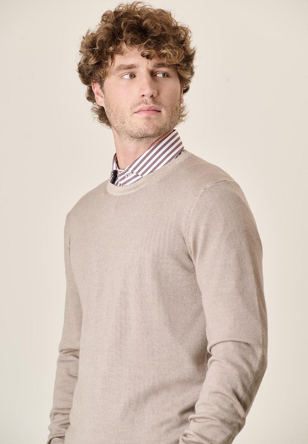 Angelico Girocollo Beige Lana Acidata