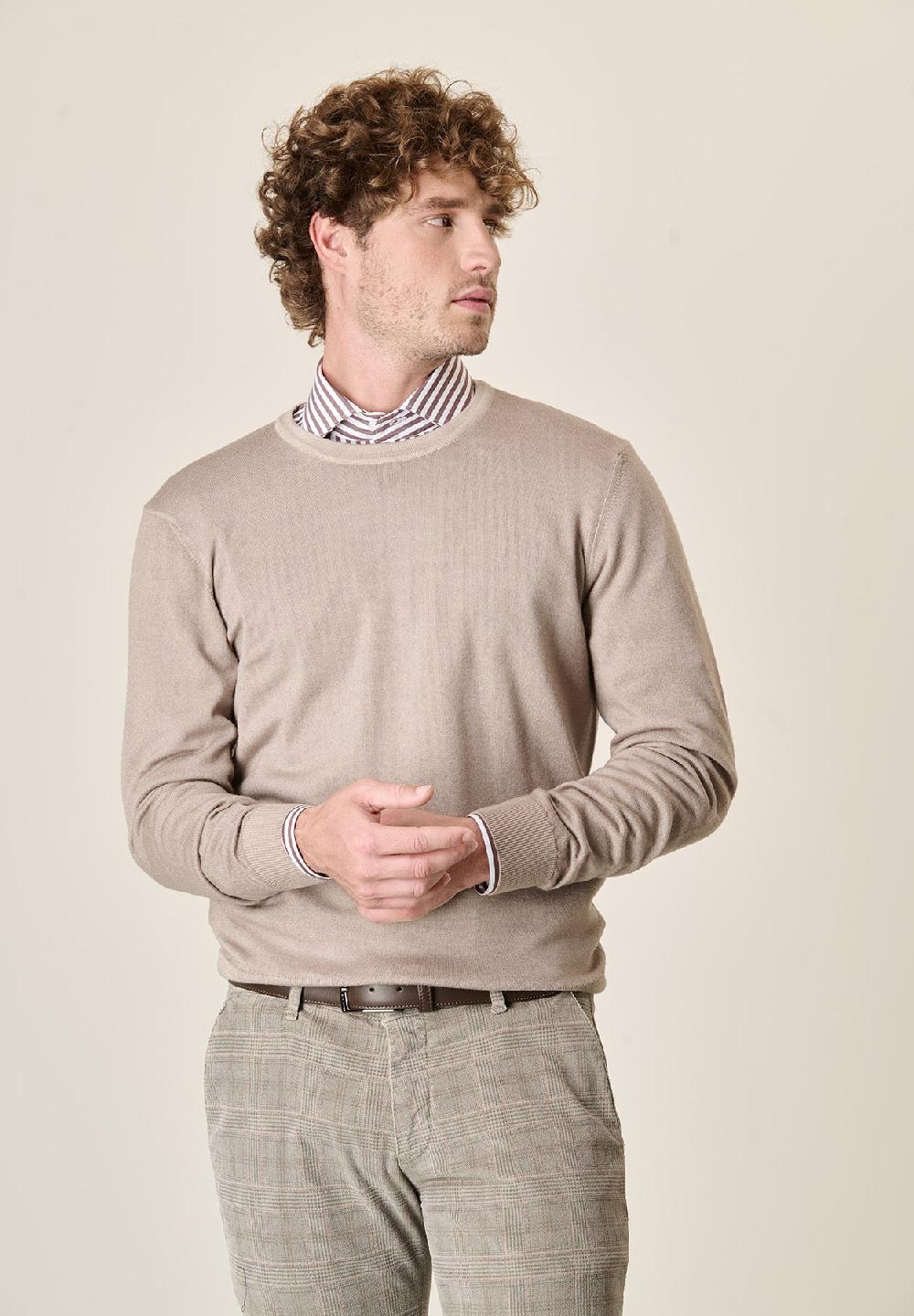 Angelico Girocollo beige lana acidata