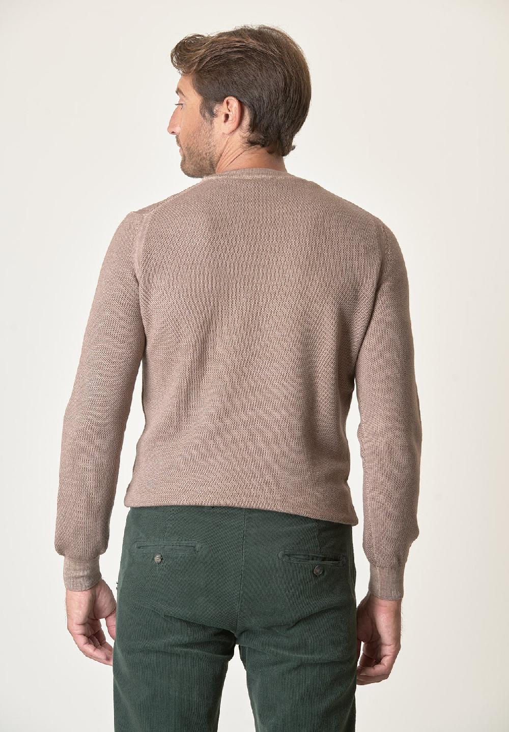 Angelico Girocollo Beige Nido D'ape Lana Merinos