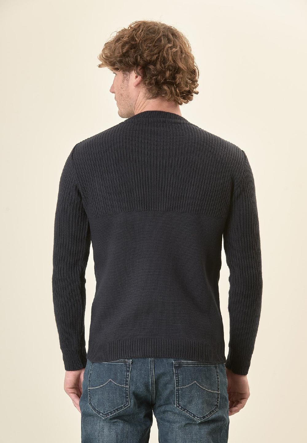 Angelico Girocollo Blu Con Taschino Misto Lana