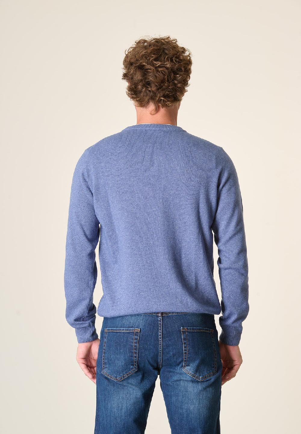Angelico Girocollo Blu Denim Chiaro Misto Cashmere