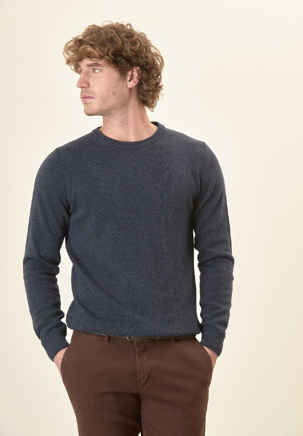 Angelico Girocollo blu denim misto cashmere