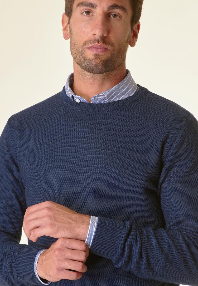 Angelico Girocollo Blu Grana Di Riso Misto Lana