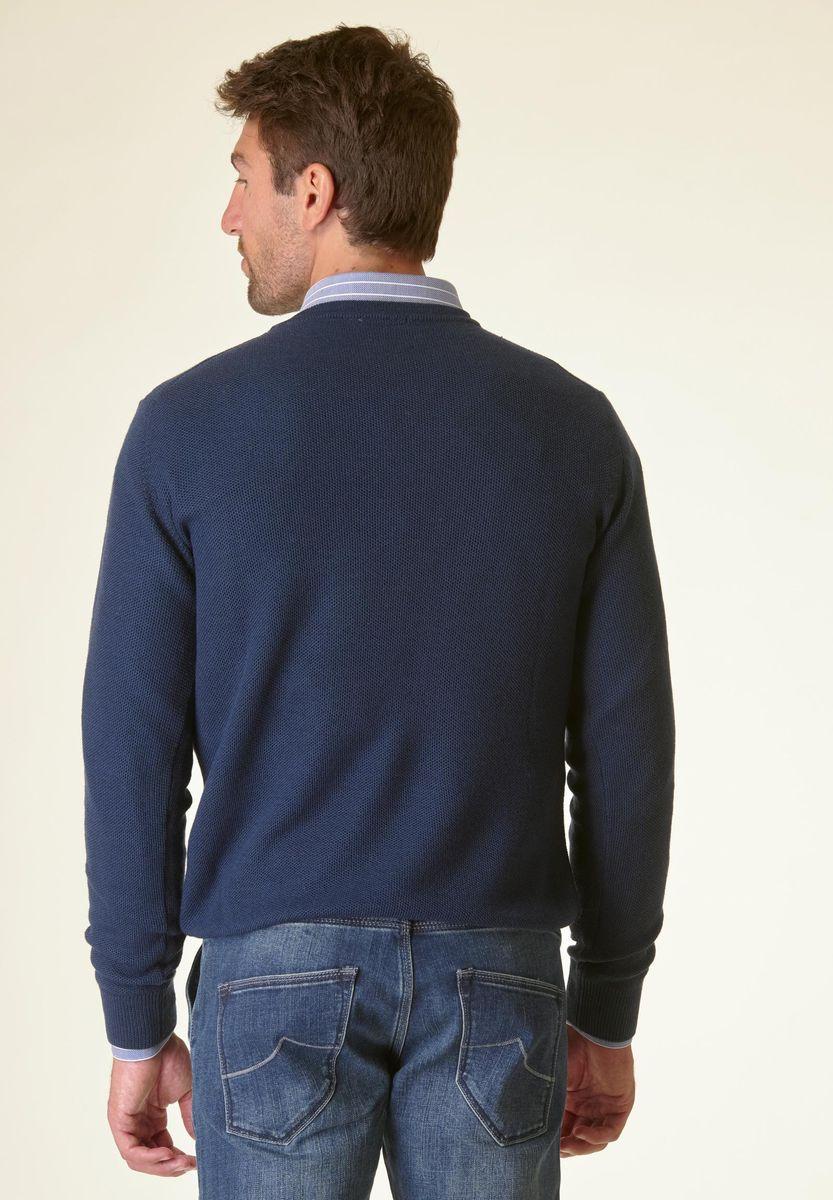 Angelico Girocollo Blu Grana Di Riso Misto Lana