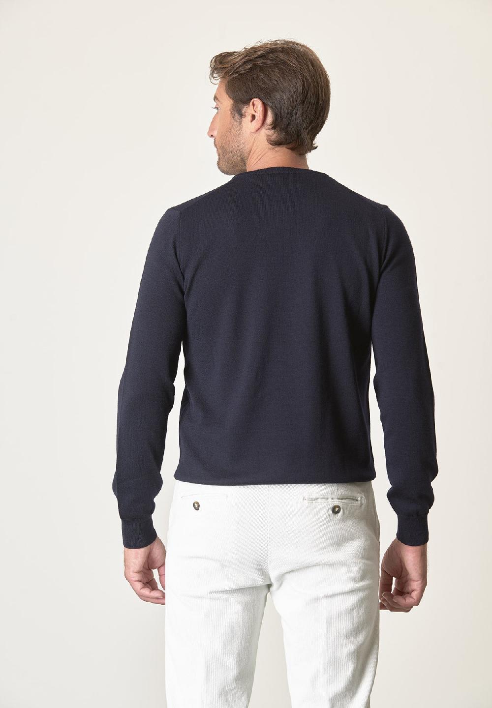 Angelico Girocollo Blu Lana Merinos Extrafine