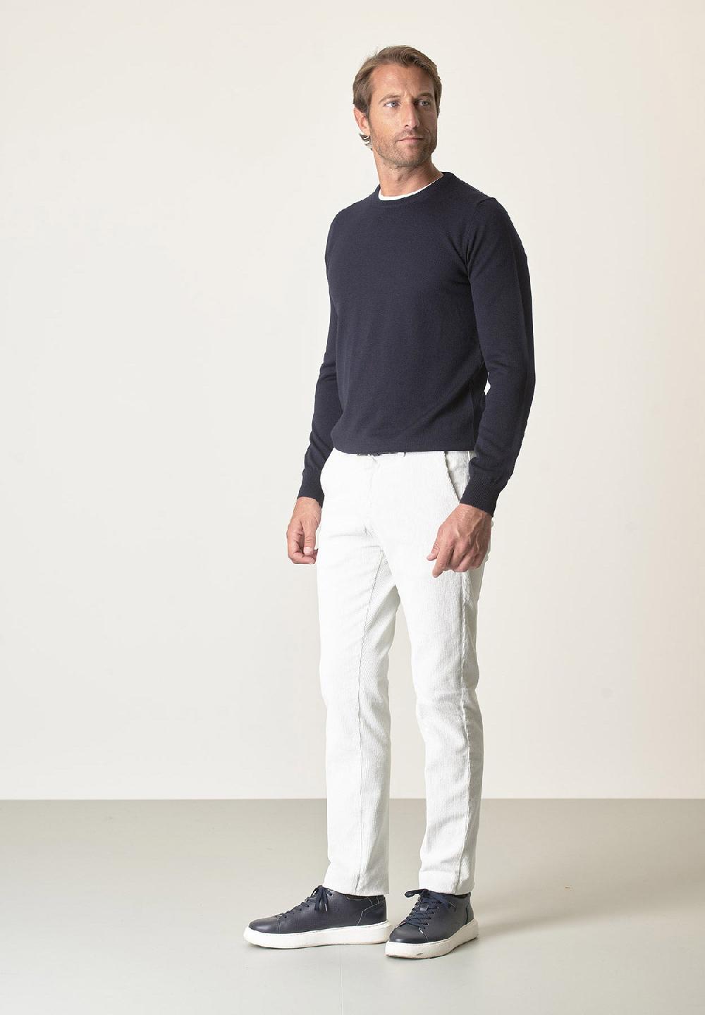 Angelico Girocollo blu lana merinos extrafine