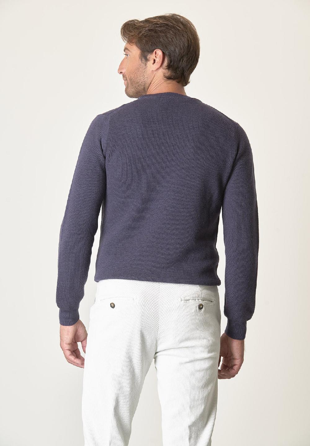 Angelico Girocollo Blu Nido D'ape Lana Merinos