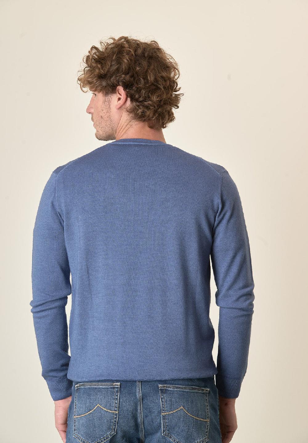 Angelico Girocollo Denim Lana Acidata