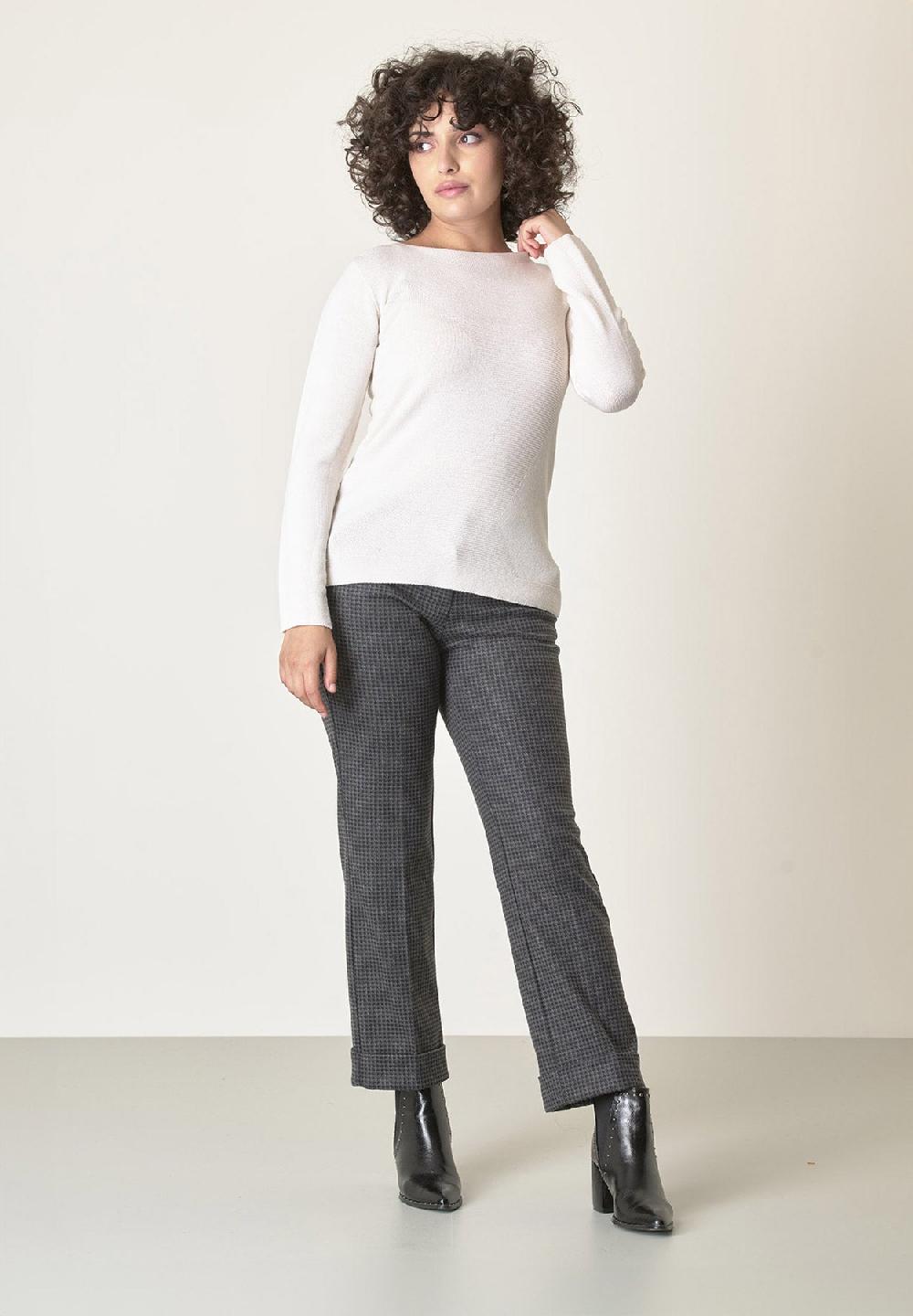 Angelico Girocollo ecrù lana merinos doppia trama