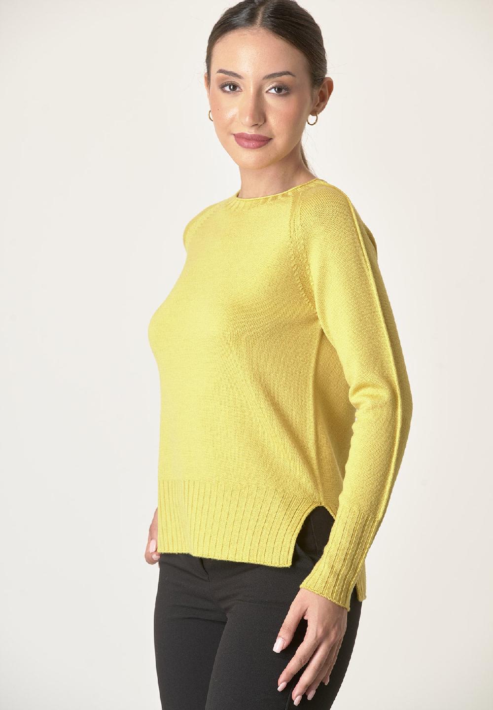 Angelico Girocollo Giallo Lana Merinos Con Spacchi